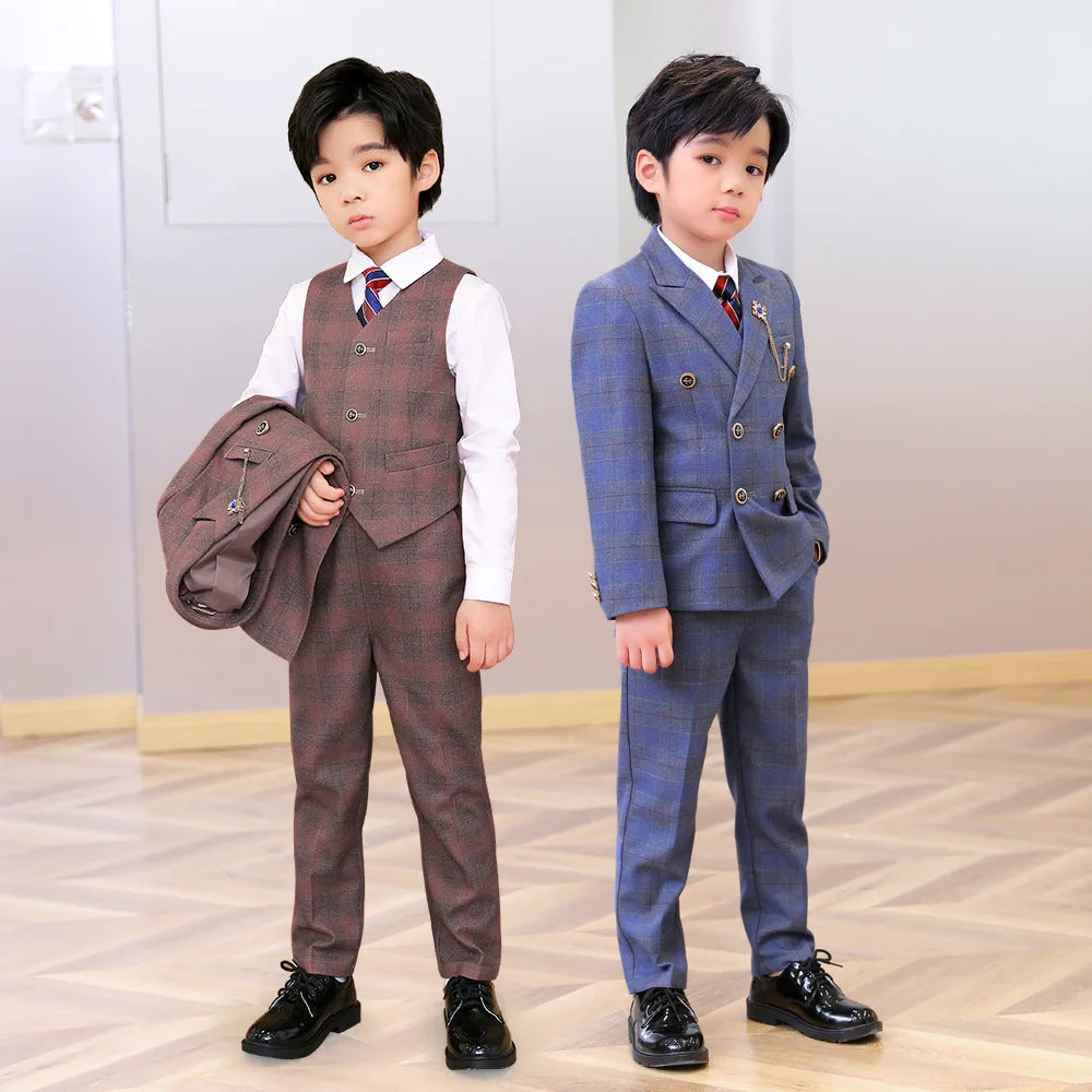 "VETEMENTS" Costume enfants printemps/automne  Slim Fit  Blazer gilet pantalon 3 pièces 1-14 ans