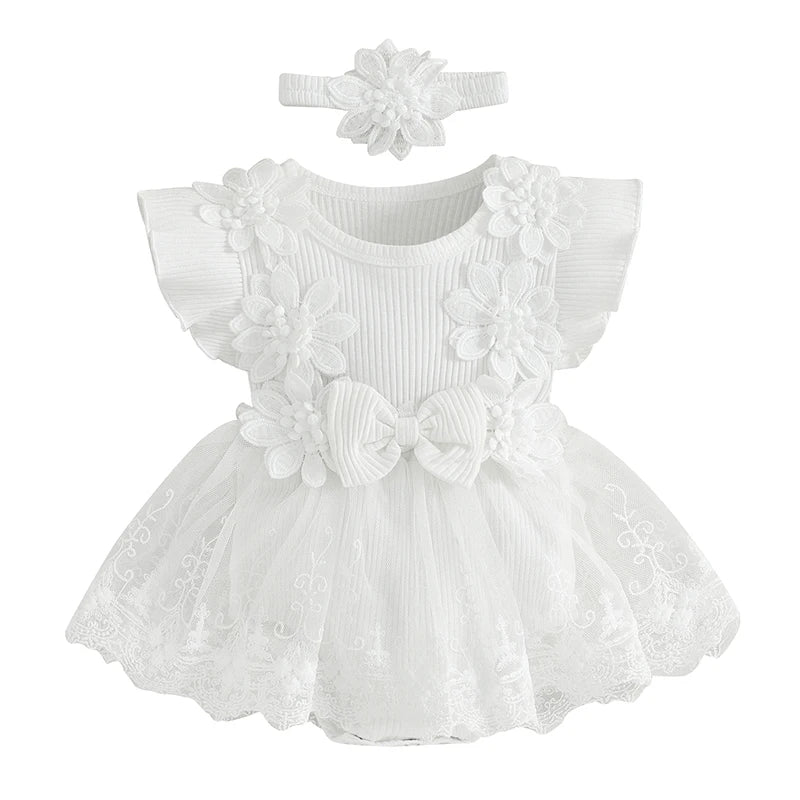 "VETEMENTS" Barboteuse en dentelle pour fille, robe en Tulle, body à fleurs, vêtement printemps/été