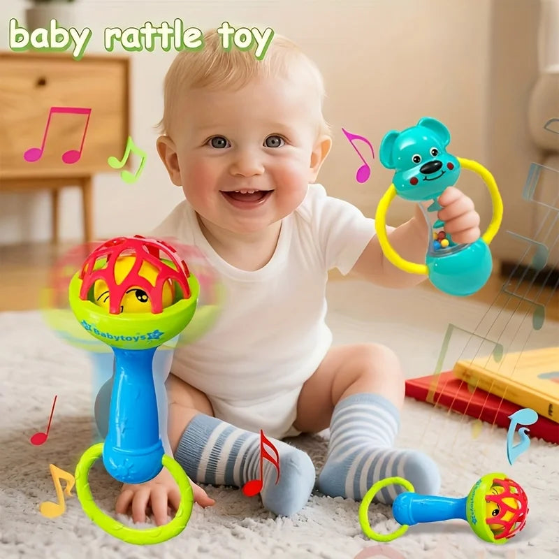 Baby Rattles Toys 0 -12 Months Newborn Sensory Grasp Toys Hand Bell Activity Game Cute Animal Rattles for Infants Games Gifts