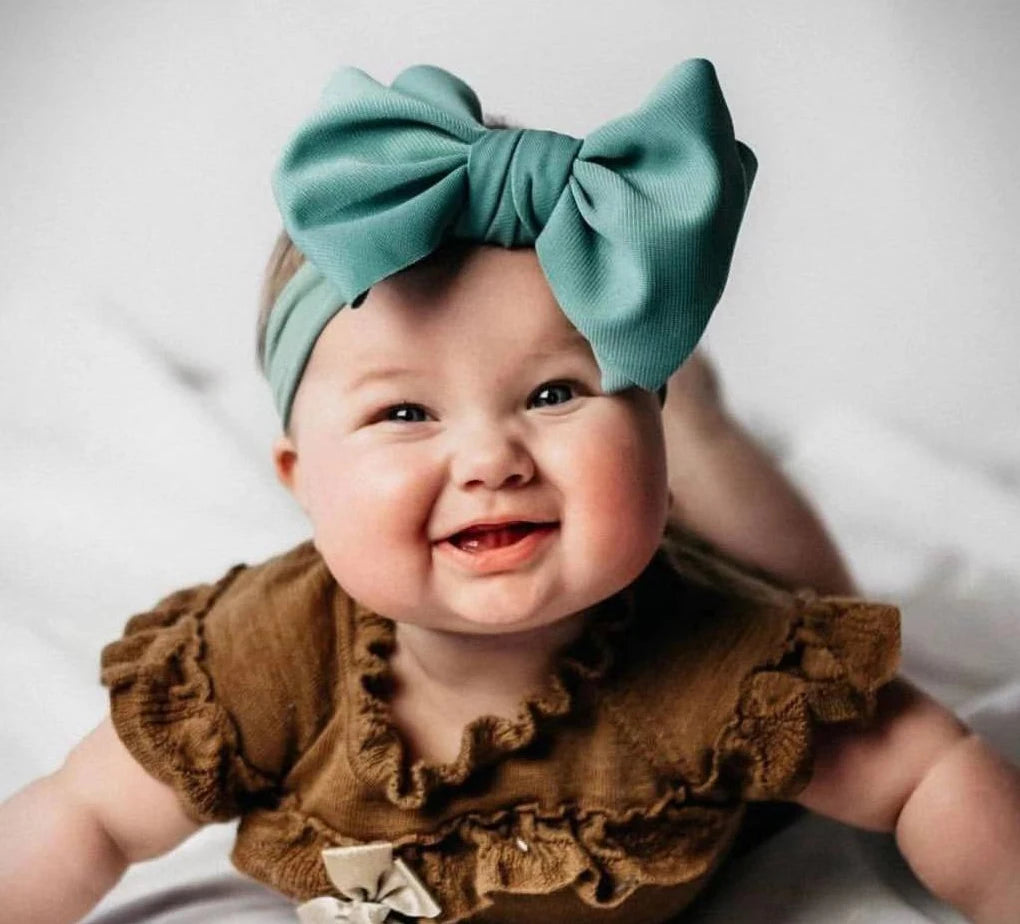 Solid Turban Nylon Headband High Elastic Bow Top Knot Headwrap For Baby Girls Toddler Hair Bands Fashion Kids Hair Accessories