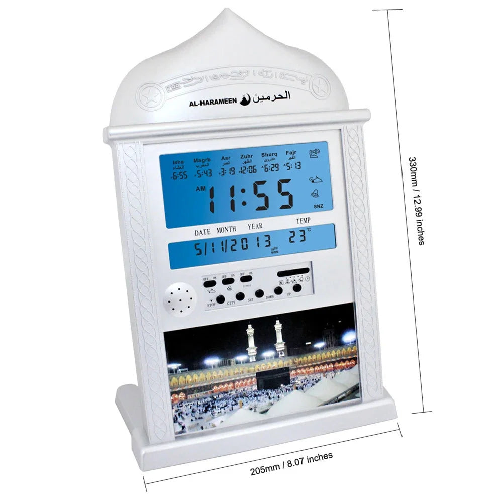 "SPECIAL RAMADAN" Horloge murale pour prière musulmane, calendrier Azan Azan, alarme réglable, décoration d'intérieur, 330x205x27.2mm