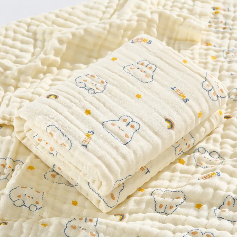 Newborn baby bath towel six layer pure cotton gauze bath towel Class A soft children's blanket absorbent newborn baby blanket