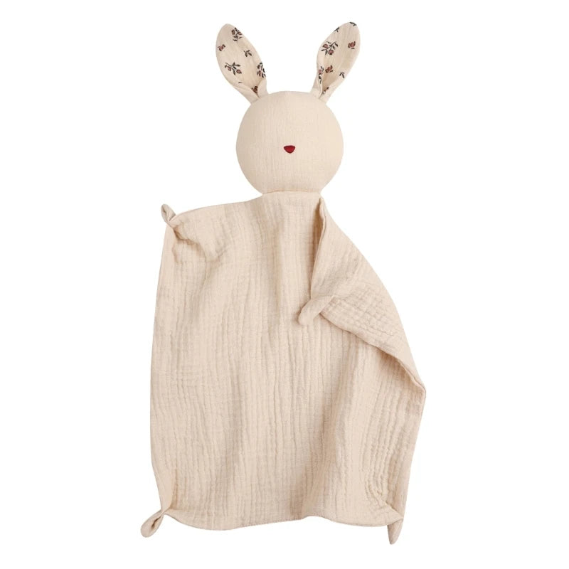 New Cotton Gauze Baby Towel Print Bunny Ear Rabbit Doll Baby Comforters Blanket Soothing Towel Newborn Face Towel Saliva Towel