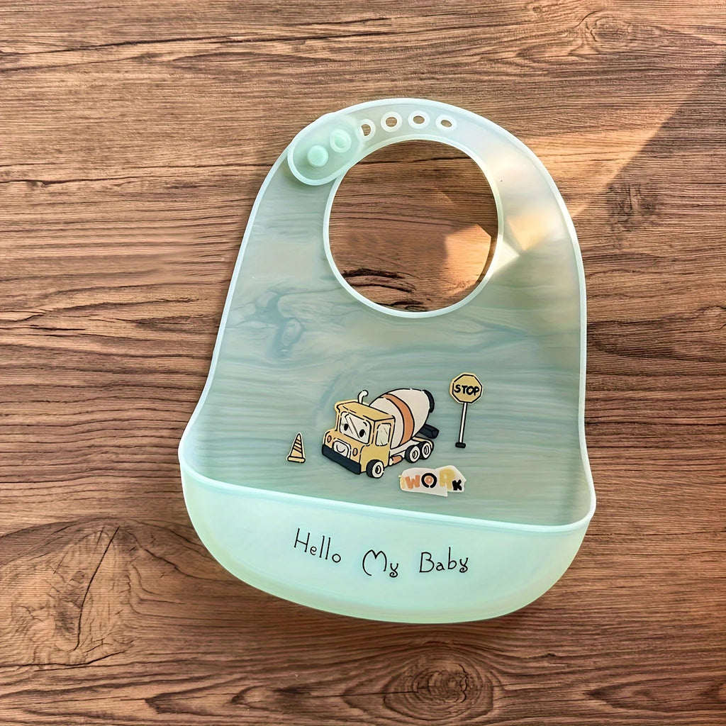 "ACCESSORY" Waterproof baby bibs, baby items, cute animal print children's bib, bib for girls and boys, adjustable soft silicone bib, baby feeding accessories; Waterproof Bib