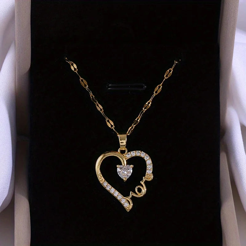 "JEWELRY" "I Love You Mom" ​​Letter Pendant Necklace - Gift for Women; Mother's Day Love Mom Letter Pendant Necklace for Women - Anniversary Gift