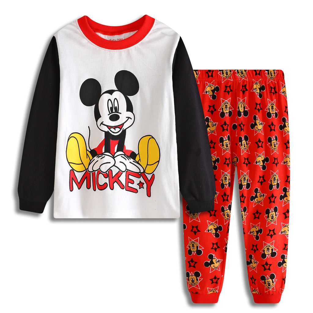 New Kids Pajama Set Cotton Soft nightwear Mickey Loungewear Long Sleeve Pjs Sleepwear for Toddler Boys pajamas Girls nighty