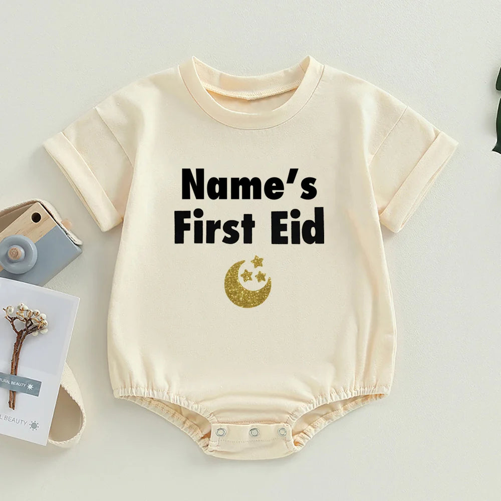 "SPECIAL RAMADAN" Personalized Baby Bodysuit "First Ramadan" with Bubbles and Name, Newborn Romper, Eid Ramadan Islamic Hol