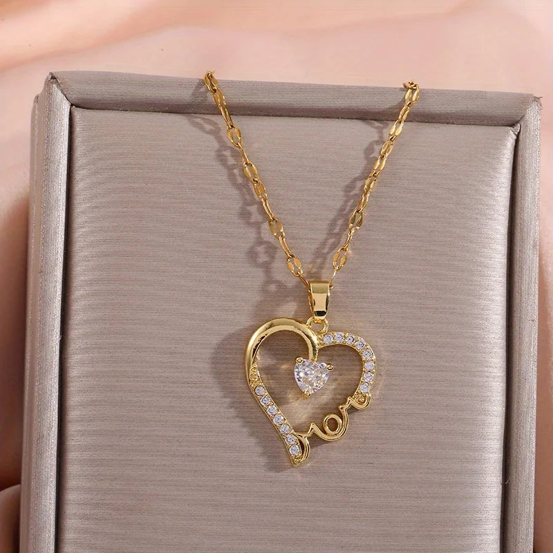 "JEWELRY" "I Love You Mom" ​​Letter Pendant Necklace - Gift for Women; Mother's Day Love Mom Letter Pendant Necklace for Women - Anniversary Gift