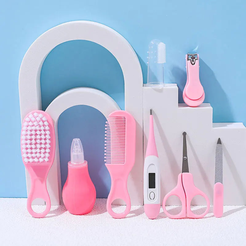 "ACCESSOIRE" Nouveau-né 8 pièces/ensemble bébé soins de santé ongles cheveux thermomètre toilettage brosse Kit soins bébé essentiels nouveau-né matériel sécurité