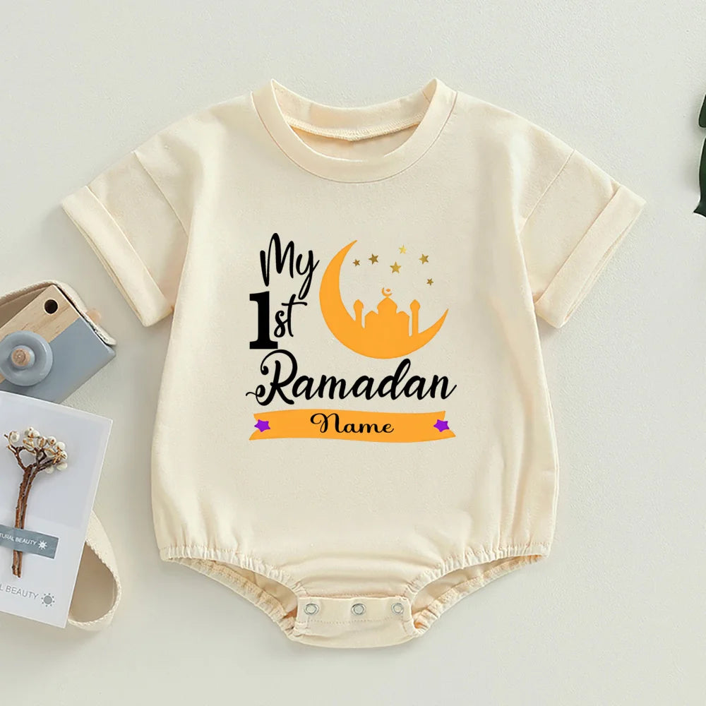 "SPECIAL RAMADAN" Personalized Baby Bodysuit "First Ramadan" with Bubbles and Name, Newborn Romper, Eid Ramadan Islamic Hol