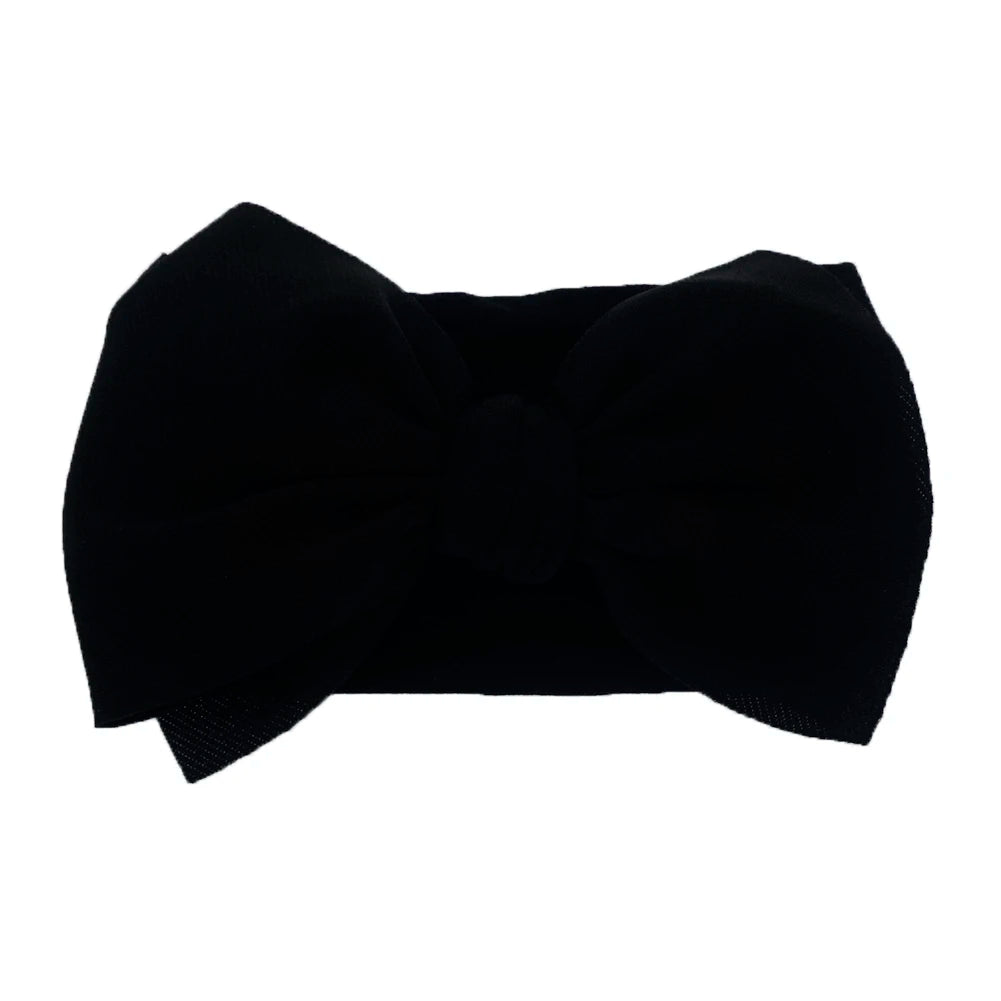 Solid Turban Nylon Headband High Elastic Bow Top Knot Headwrap For Baby Girls Toddler Hair Bands Fashion Kids Hair Accessories