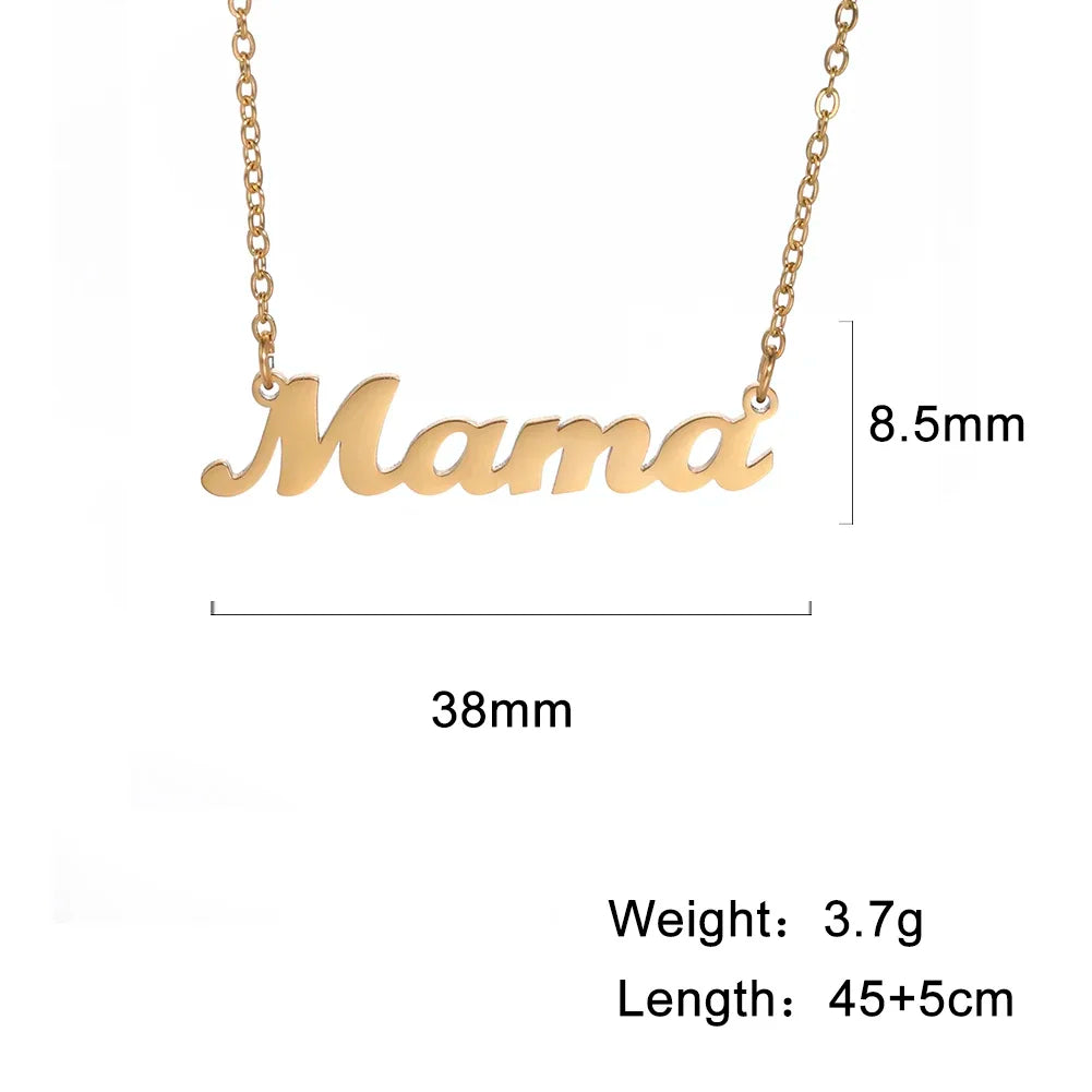 "JEWELRY" Skyrim "Mother" Letter Pendant Necklace for Women, Stainless Steel Neck Chain Choker, Trendy Family Jewelry, Mother's Day Gift for M