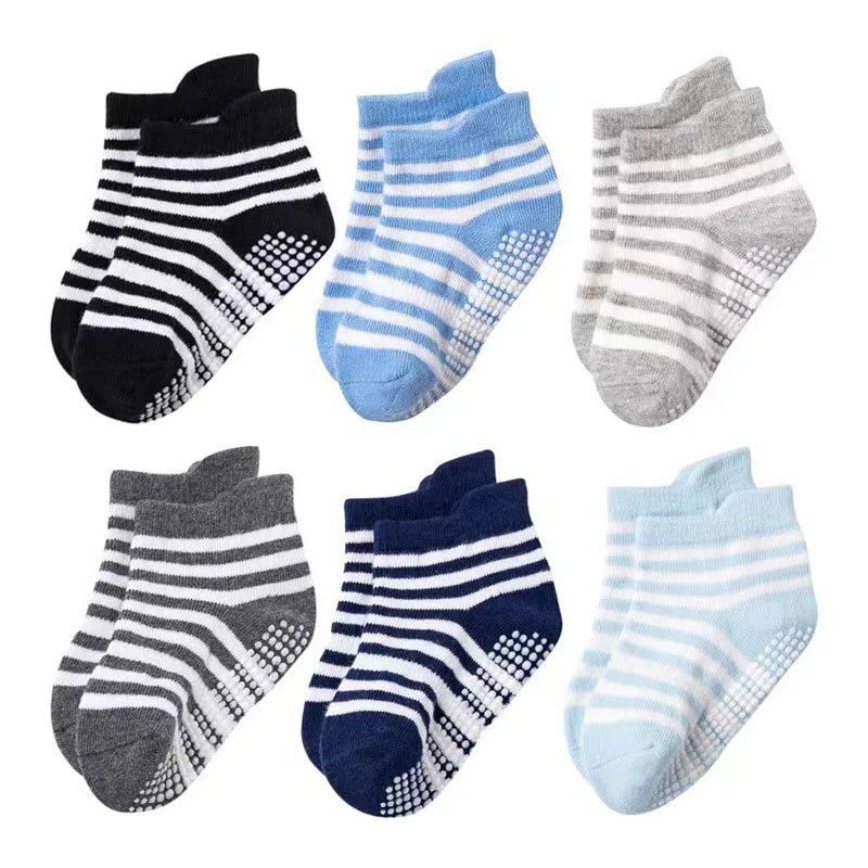 "CHAUSSURE" Lot de 6 paires de chaussettes antidérapantes pour enfants (garçons et filles)