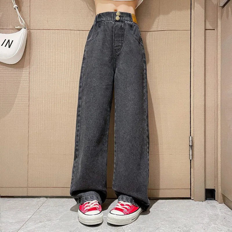"VETEMENTS" Jeans pour filles, style tendance décontracté, amples, tailles 3-14 ans.