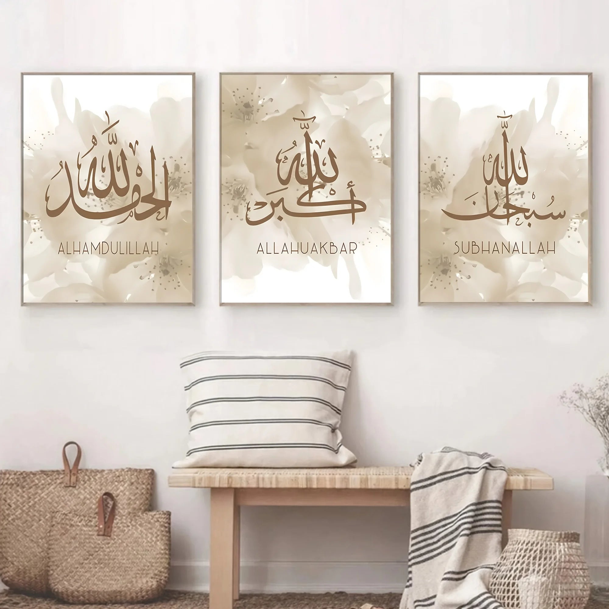 "SPECIAL RAMADAN" Set of 3 Modern Arabic Calligraphy Posters for Ramadan; 3-Piece Modern Ramadan Festival Arabic Calligraphy Poster Set Frameless Islamic Canvas Art Home Living Room Decor Gift