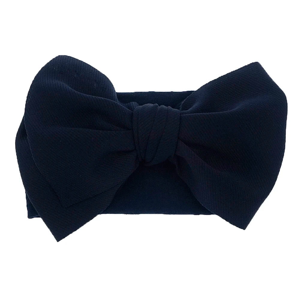 Solid Turban Nylon Headband High Elastic Bow Top Knot Headwrap For Baby Girls Toddler Hair Bands Fashion Kids Hair Accessories