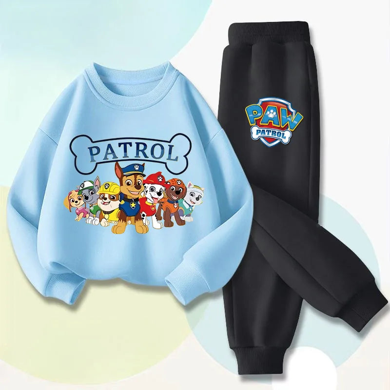 PAW Patrol Boys Long Sleeved Pullover Long Pant Two Piece Set Spring New Children's Hoodies Set Kids Casual Sweatsuit