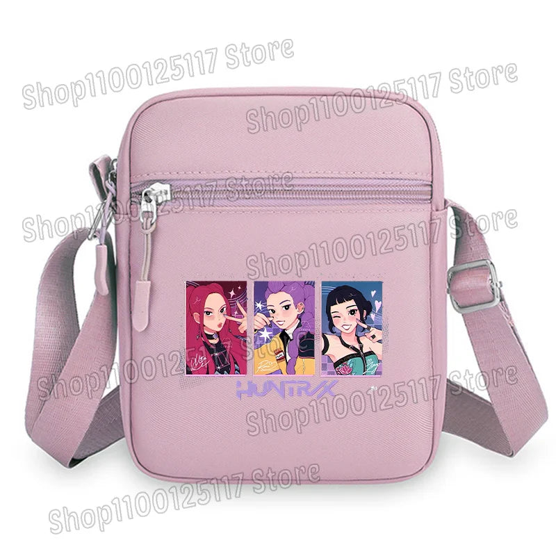 Demon Hunters Kpop Crossbody Bag Women Shoulder Bags Girls Square Bag Mobile Phone Storage Bags Outdoor Anime Printed Handbag