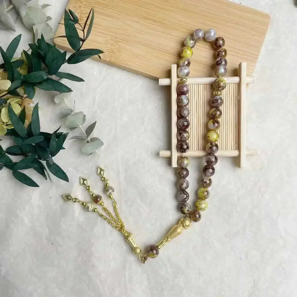 "SPECIAL RAMADAN" Chapelet musulman turc avec pompon en verre, 10mm, 33 pièces, perles de prière islamique, Bracelet pour femmes, bijoux Tasbih Tasbeeh Allah Mohammed