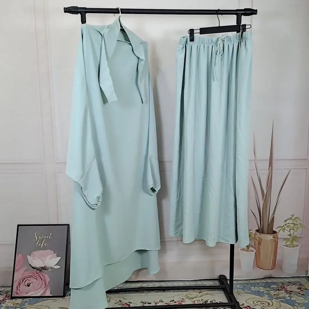 "SPECIAL RAMADAN" Two-piece Ramadan set: long khimar with skirt, abaya, prayer dress for women; Ramadan 2 Piece Long Khimar with Skirt Set Abaya Muslim Women Prayer Garment Dubai Prayer Dress Eid Niqab Ji