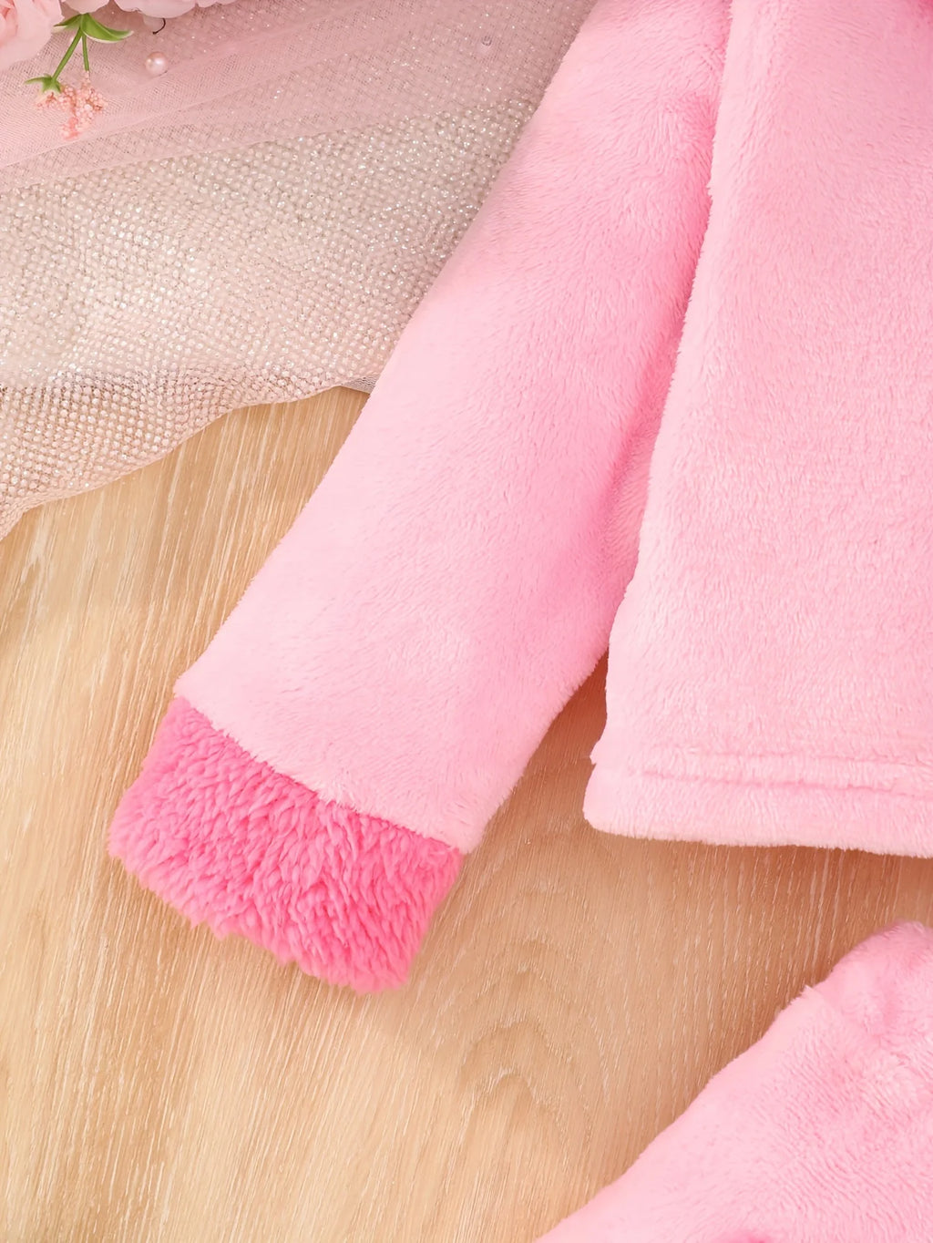 JapaneseKorean Style Pink Splicing Fluffy Small Fragrant Wind Long Sleeve Skirt Suit Fabric Comfortable Soft Warm Go Out To Wear