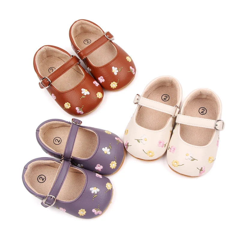 "CHAUSSURE" Sandale d'été pour bébé, Style Mary Jane, jolie fleur brodée