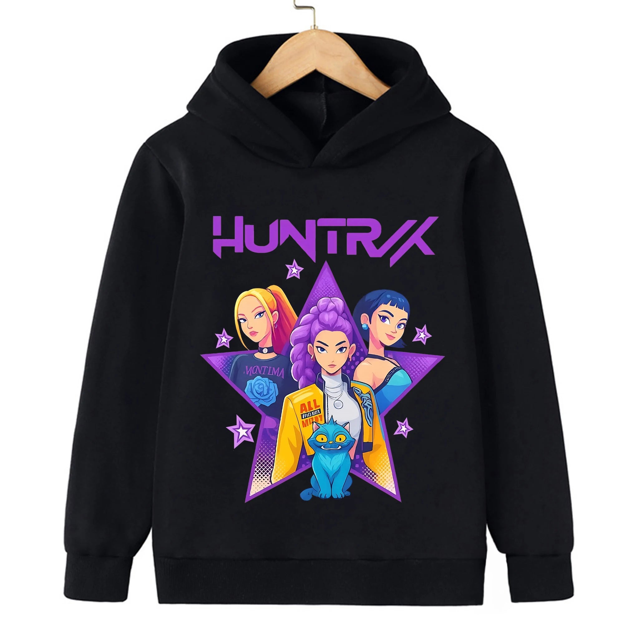 2025 KPop Demon Hunter Cartoon Printed Girls Boys Hoodie Sweaters Children Autumn/winter Warm Fashion Korean Wave Casual Hoodie