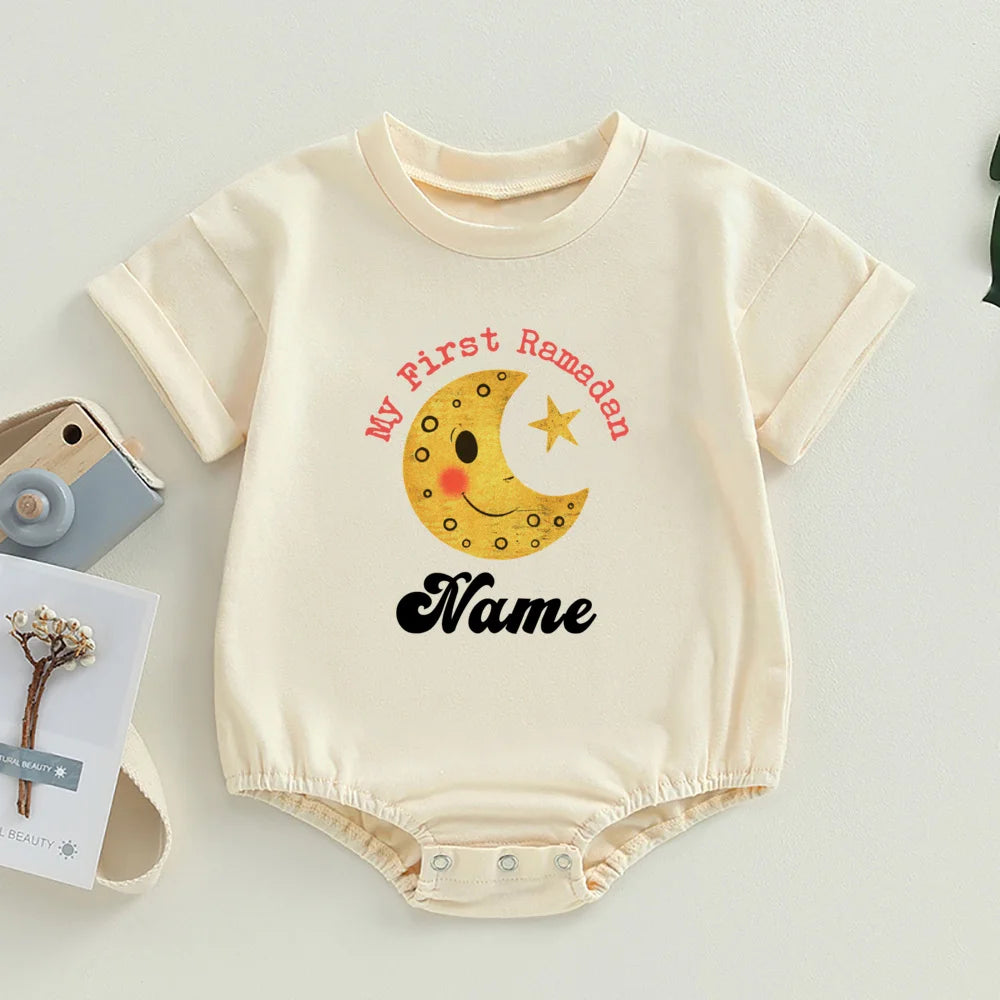 "SPECIAL RAMADAN" Personalized Baby Bodysuit "First Ramadan" with Bubbles and Name, Newborn Romper, Eid Ramadan Islamic Hol