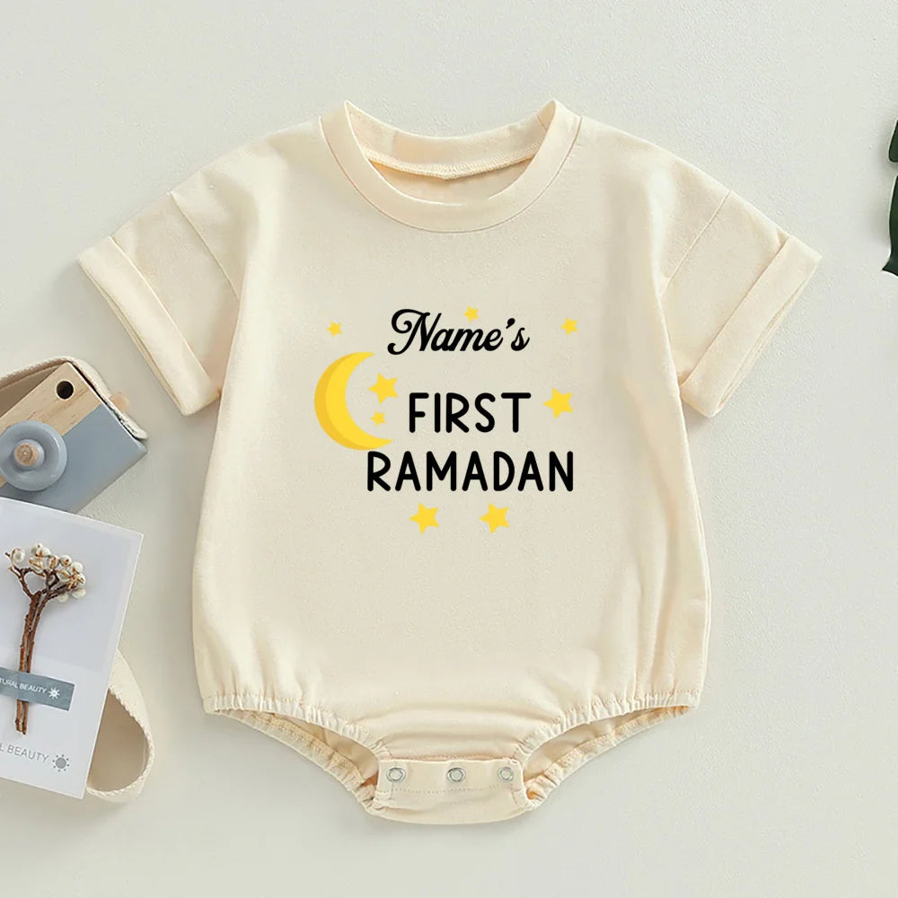 "SPECIAL RAMADAN" Personalized Baby Bodysuit "First Ramadan" with Bubbles and Name, Newborn Romper, Eid Ramadan Islamic Hol