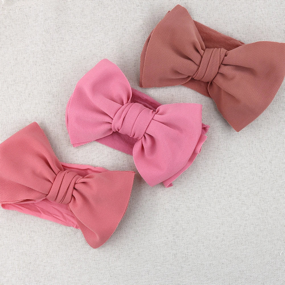 Solid Turban Nylon Headband High Elastic Bow Top Knot Headwrap For Baby Girls Toddler Hair Bands Fashion Kids Hair Accessories