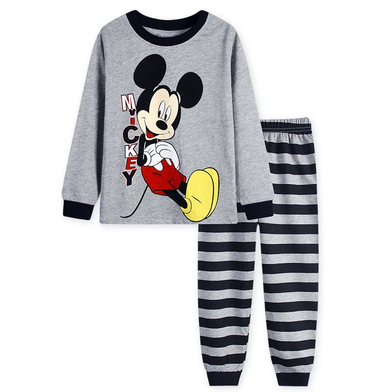 New Kids Pajama Set Cotton Soft nightwear Mickey Loungewear Long Sleeve Pjs Sleepwear for Toddler Boys pajamas Girls nighty