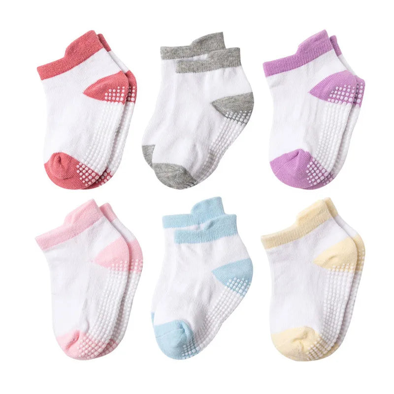 "CHAUSSURE" Lot de 6 paires de chaussettes antidérapantes pour enfants (garçons et filles)