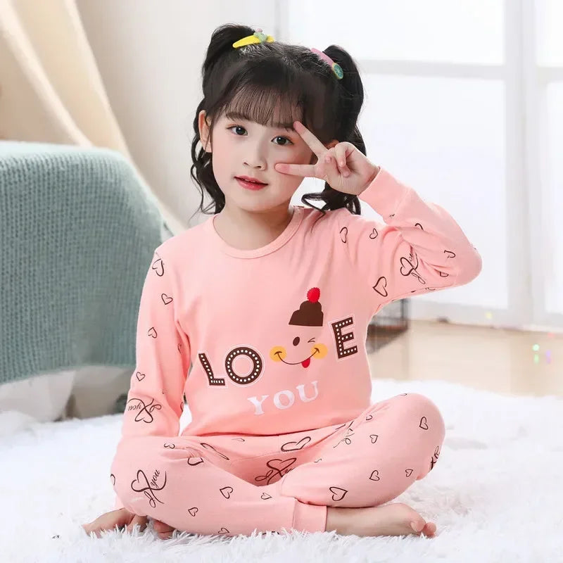 "VETEMENTS" Pyjamas à manches longues, vêtements de nuit pour enfants en coton de 2 à 14 ans.