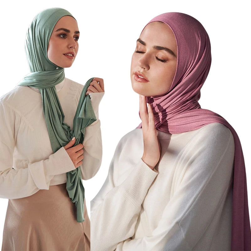 "SPECIAL RAMADAN" Long African hijab in high-quality modal cotton jersey, solid color, ideal for Ramadan; New Jersey Women's Muslim Ramadan Fashion Modal Cotton Jersey Hijab Women's High Quality Solid Color Soft H