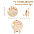 1pc Newborn Announcement Sign Hello World Newborn Welcome Sign New Baby Announcement Wooden Plaque Sign Newborn Welcome Card