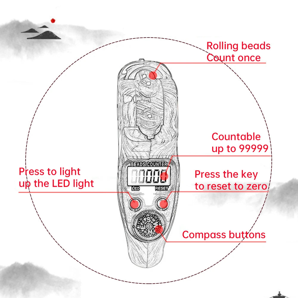 "SPECIAL RAMADAN" Portable digital bead counter with LCD screen, electronic rosary for Muslim prayer. Hand Counter Portable Digital Beads Counter Lcd Digital Electronic Rosary Beads Tally Toy Tassel