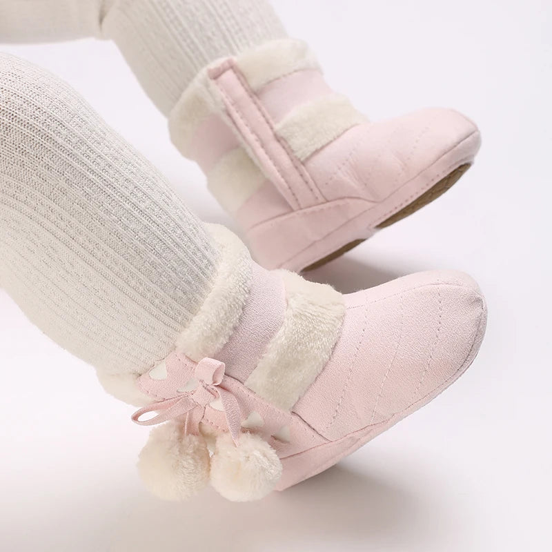 Baby Shoes With Soft Soles For Warmth 0-12 Months Old Baby Cotton Winter Socks and Shoes With Fleece Before Learning To Walk