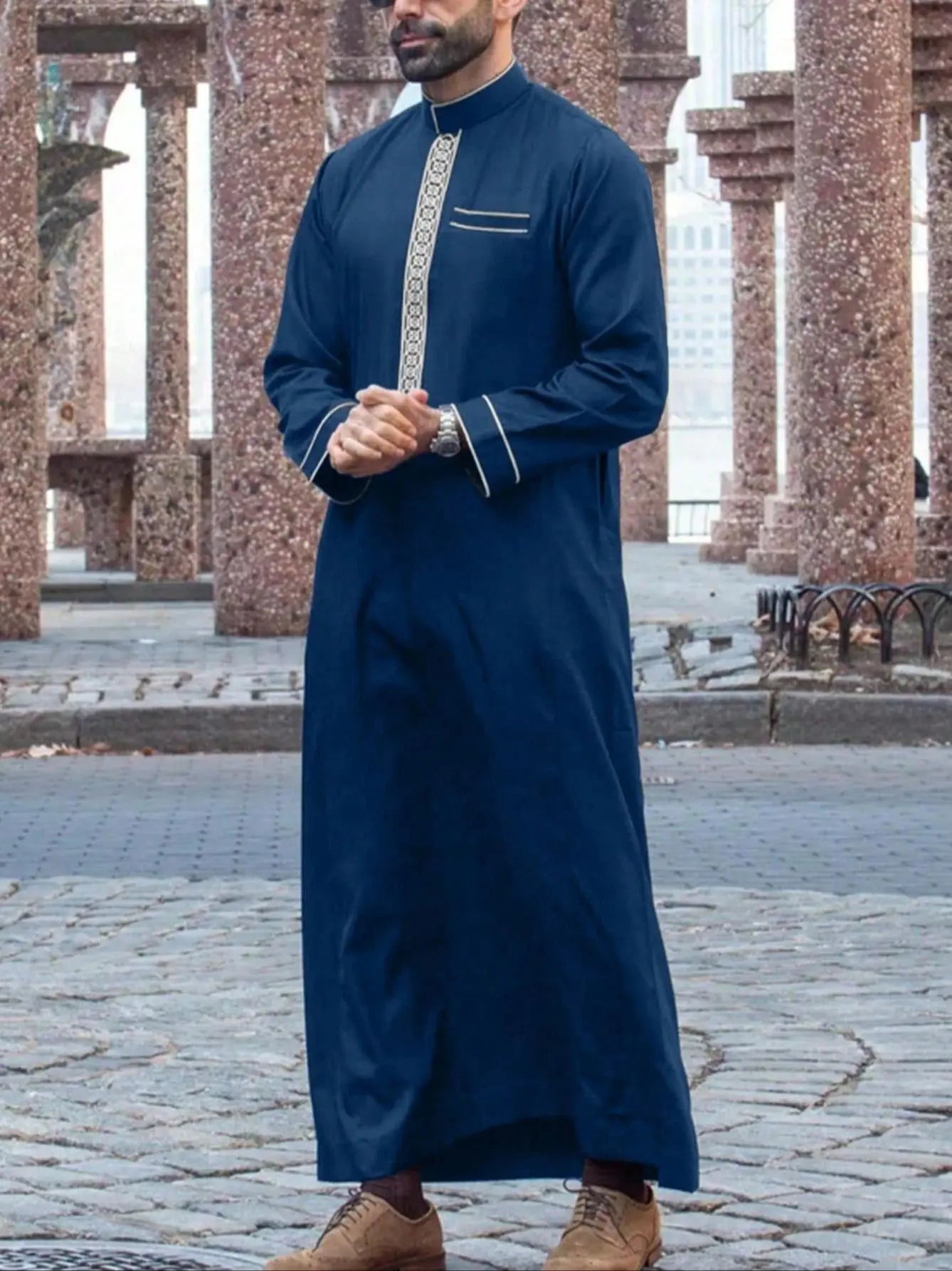 "SPECIAL RAMADAN" Robe de Luxe pour Homme Musulman Arabe, Vêtement à Manches sulf, avec Support de Littérature