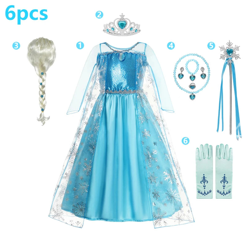 "VETEMENTS" Robe Elsa Cosplay robe de princesse bleu clair à manches longues paillettes