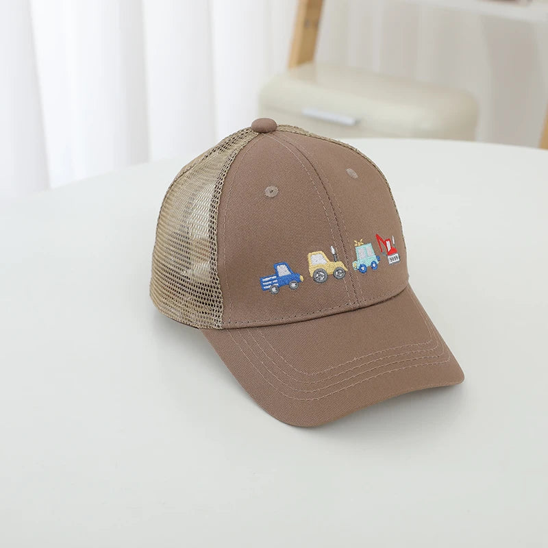 Children's 2025 New Kids Baseball Caps for Girls Boys Spring Summer Baby Sun Hats Cartoon Vehicles Toddler Peaked Caps