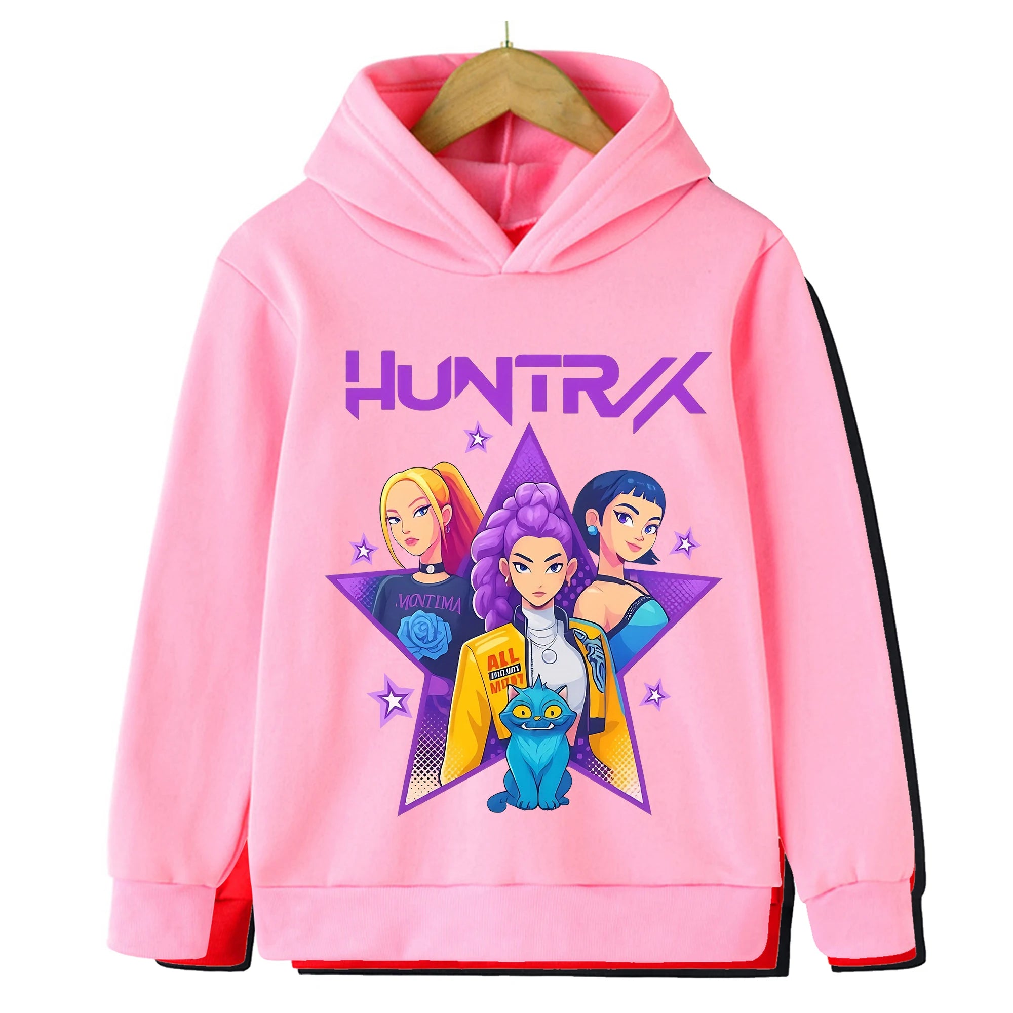 2025 KPop Demon Hunter Cartoon Printed Girls Boys Hoodie Sweaters Children Autumn/winter Warm Fashion Korean Wave Casual Hoodie