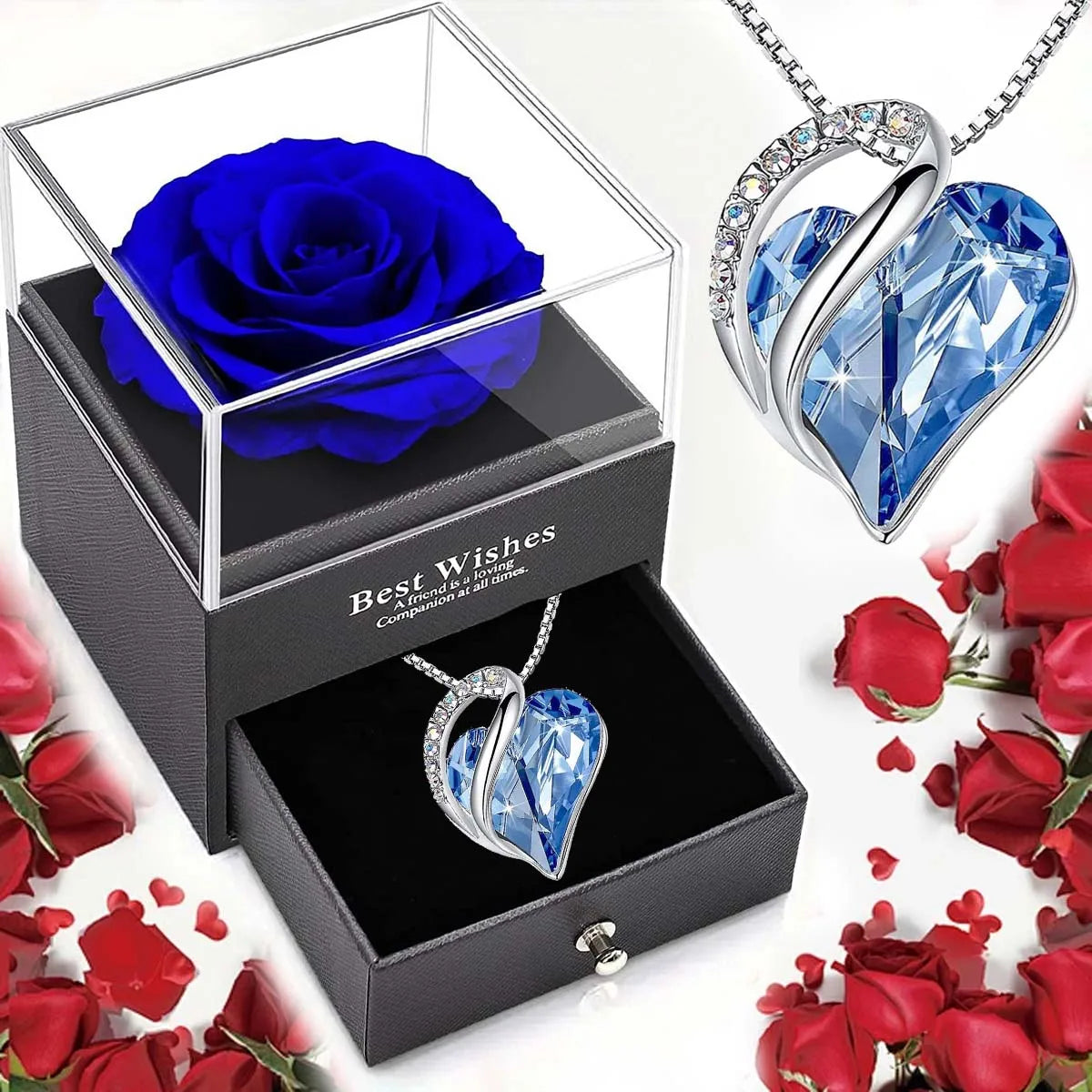 "BIJOUX" Nouveau collier « Cœur Océan » avec écrin à bijoux rose éternelle