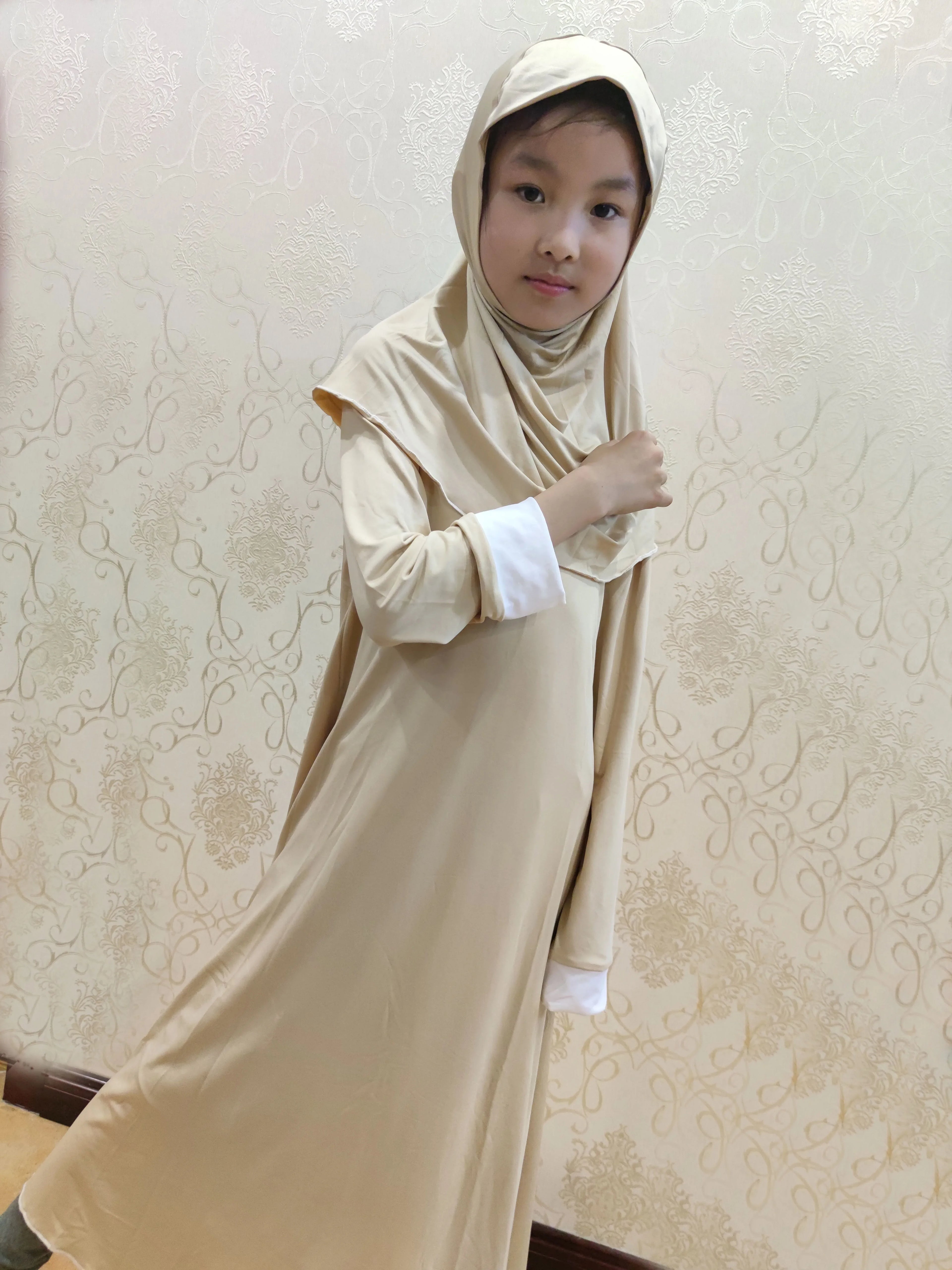 "SPECIAL RAMADAN" Ensembles musulmans pour Ramadan, Robe de prière pour enfants filles, Hijab Abaya arabe, longue Robe avec foulard, Kaftan islamique