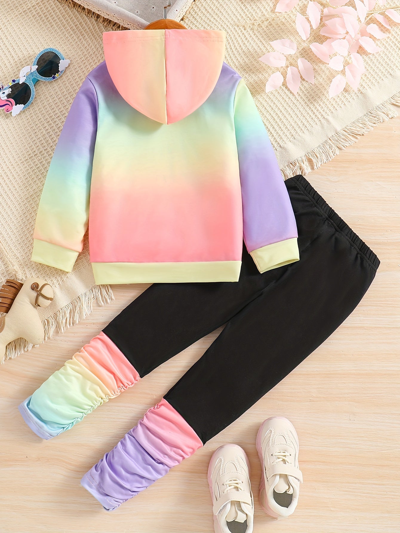 2-Piece Girl's Cartoon Unicorn Print Hoodie and Pants Set - Kids' Casual Pant Sets for Spring and Fall - Soft, Comfy, and Adorable Outfits for Little Girls