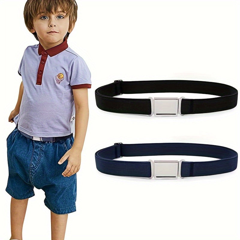 2pcs Boys Adjustable Belt With Magnetic Buckle Belt Kids Belt