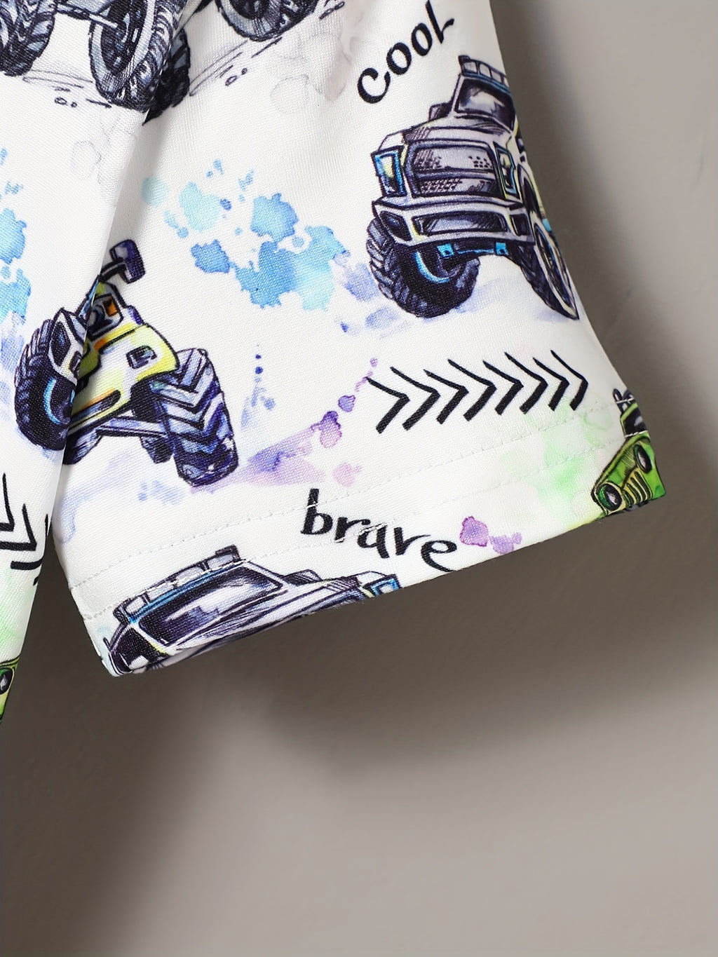 Toddler Boys Cartoon Graphic Tee - Allover Print, Casual Round Neck, Comfortable Summer Top for Kids