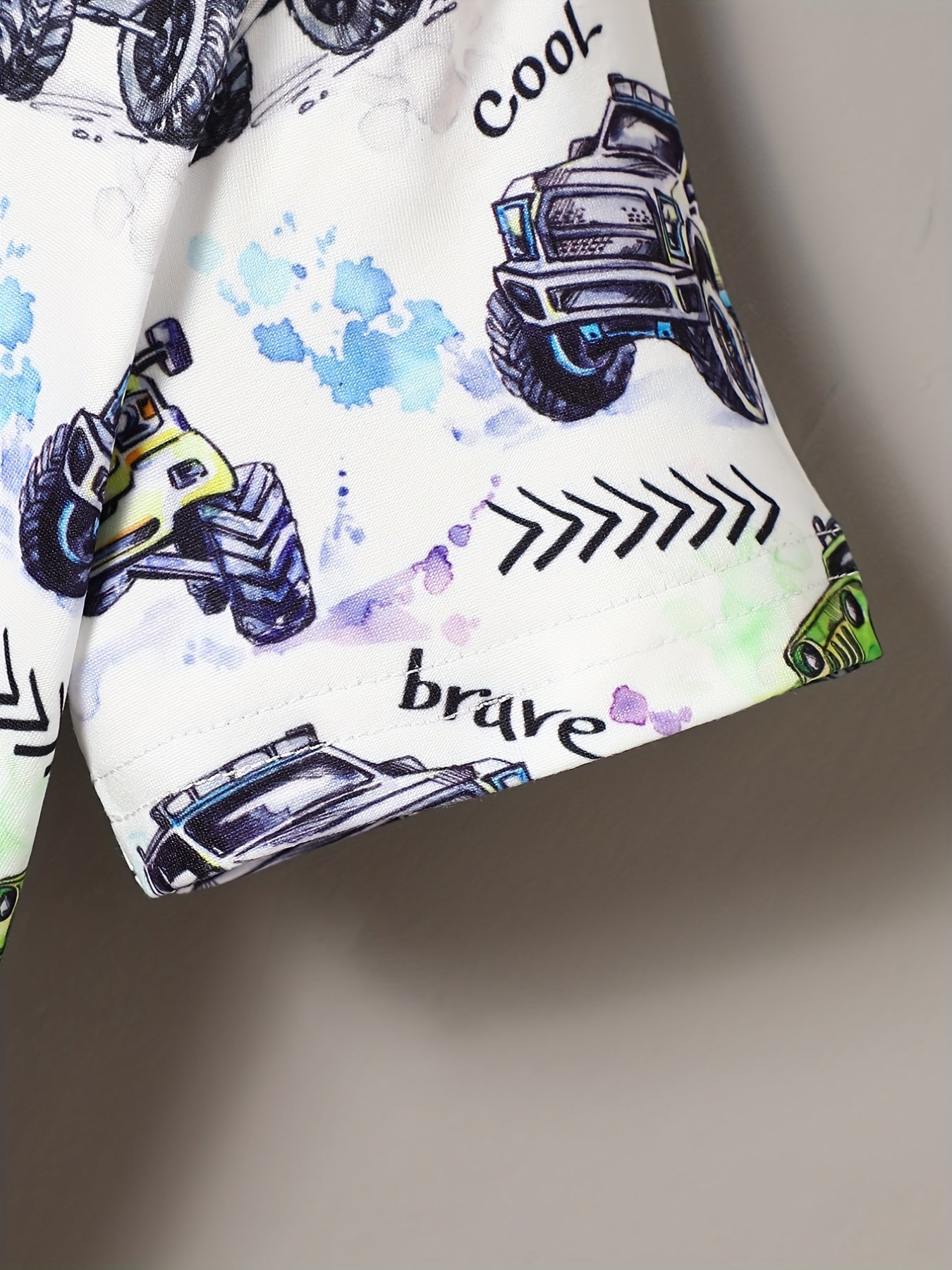 Toddler Boys Cartoon Graphic Tee - Allover Print, Casual Round Neck, Comfortable Summer Top for Kids