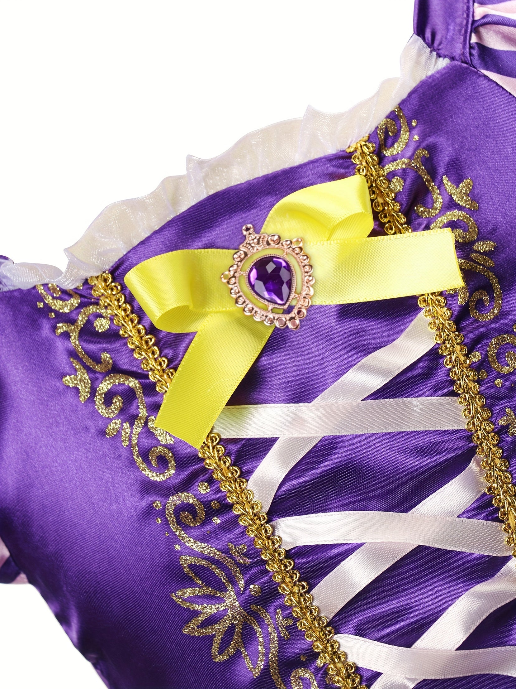 Purple Princess Costume Dress - Girls' Birthday Party Outfit - Cosplay Costume for Kids - Velvety Soft Fabric, Sparkly Tiara, and Satin Ribbon Details - Perfect for Royal Princess Theme Party