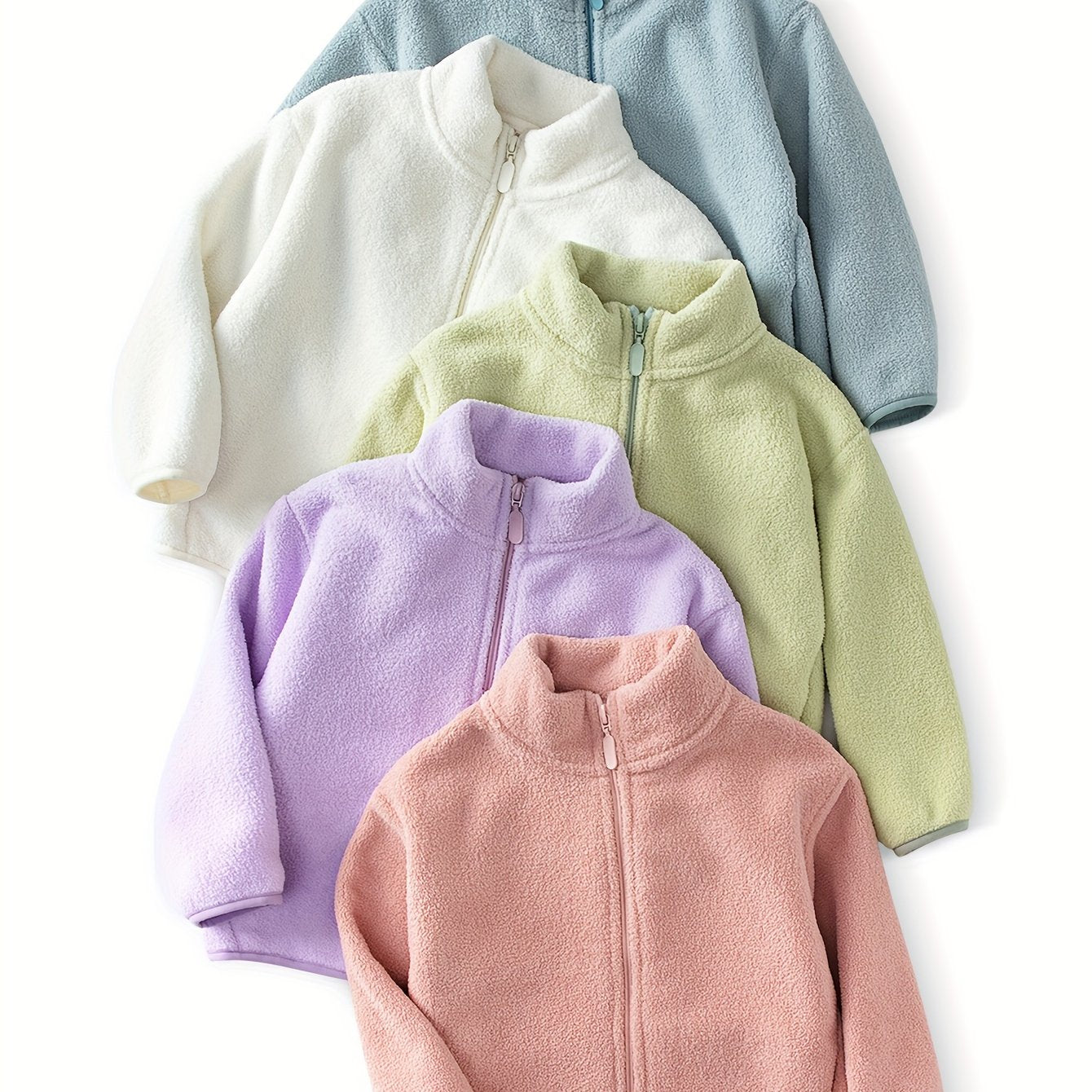 Cozy Kids' Polar Fleece Jacket - Soft, Warm, and Casual Stand Collar Design for Girls and Boys - Perfect for Fall and Winter Outdoor Play