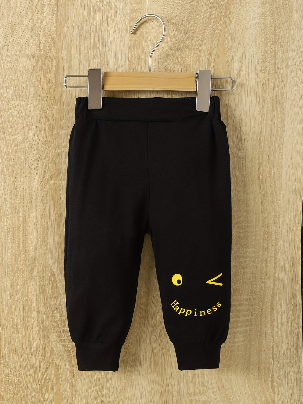 Trendy Happy Face Print Toddler Boy Sweatshirt and Jogger Set, Long Sleeve Fall Winter Kids Tracksuit